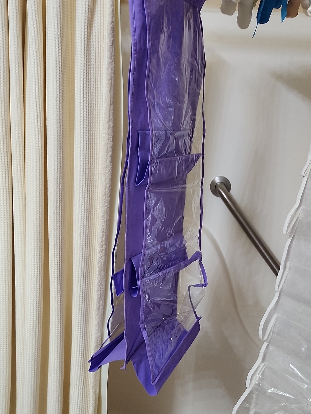 Hanging Closet Organizer with Clear Pockets - Purple